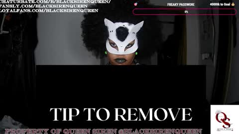 Snapshot of blacksirenqueen chatting on October 26, 10:10 am Queen Siren online show from October 26, 10:10 am