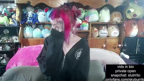 Snapshot of queer_burrito chatting on October 27, 4:49 am Sky Burrito online show from October 27, 4:49 am