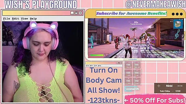 Snapshot of nevermakeawish chatting on April 26, 6:55 am nevermakeawish online show from April 26, 6:55 am