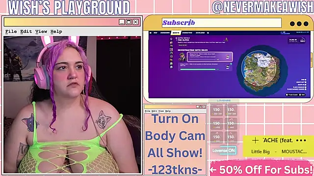 Snapshot of nevermakeawish chatting on May 8, 12:43 pm nevermakeawish online show from May 8, 12:43 pm