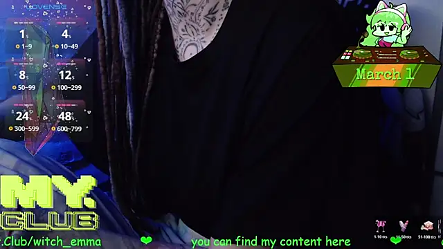 Snapshot of Witch_Emma chatting on March 1, 9:00 am Witch Emma online show from March 1, 9:00 am